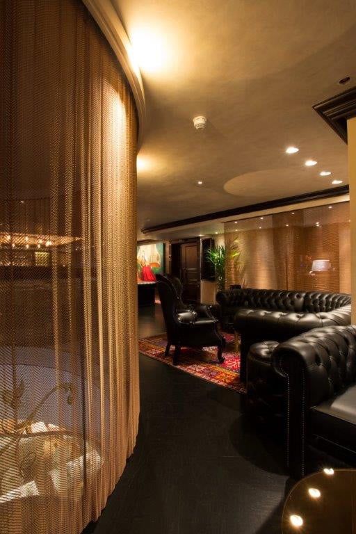 Biscay 7 spiral mesh curtain installed at Baku, an Azerbaijani restaurant in Knightsbridge, London